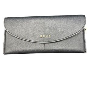 DKNY Women's Slim Flap Wallet Black & Gold